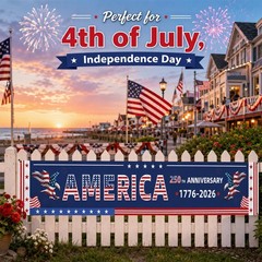 250th Anniversary American Banner Flag 1776-2026, 120 x 20 inch USA 250th Bir…