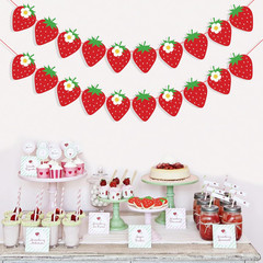 Strawberry Garland Banner Strawberry Birthday Party Decorations Tropical Fruit T