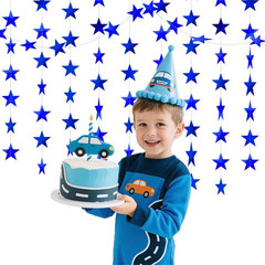 Blue Shining Star Hanging Garland Blue Hanging Sparkling Star Streamer Glitter B