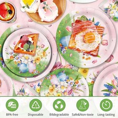 Bouquet Spring Floral Disposable Tableware (Plates, Cups, Napkins, Tablecover)