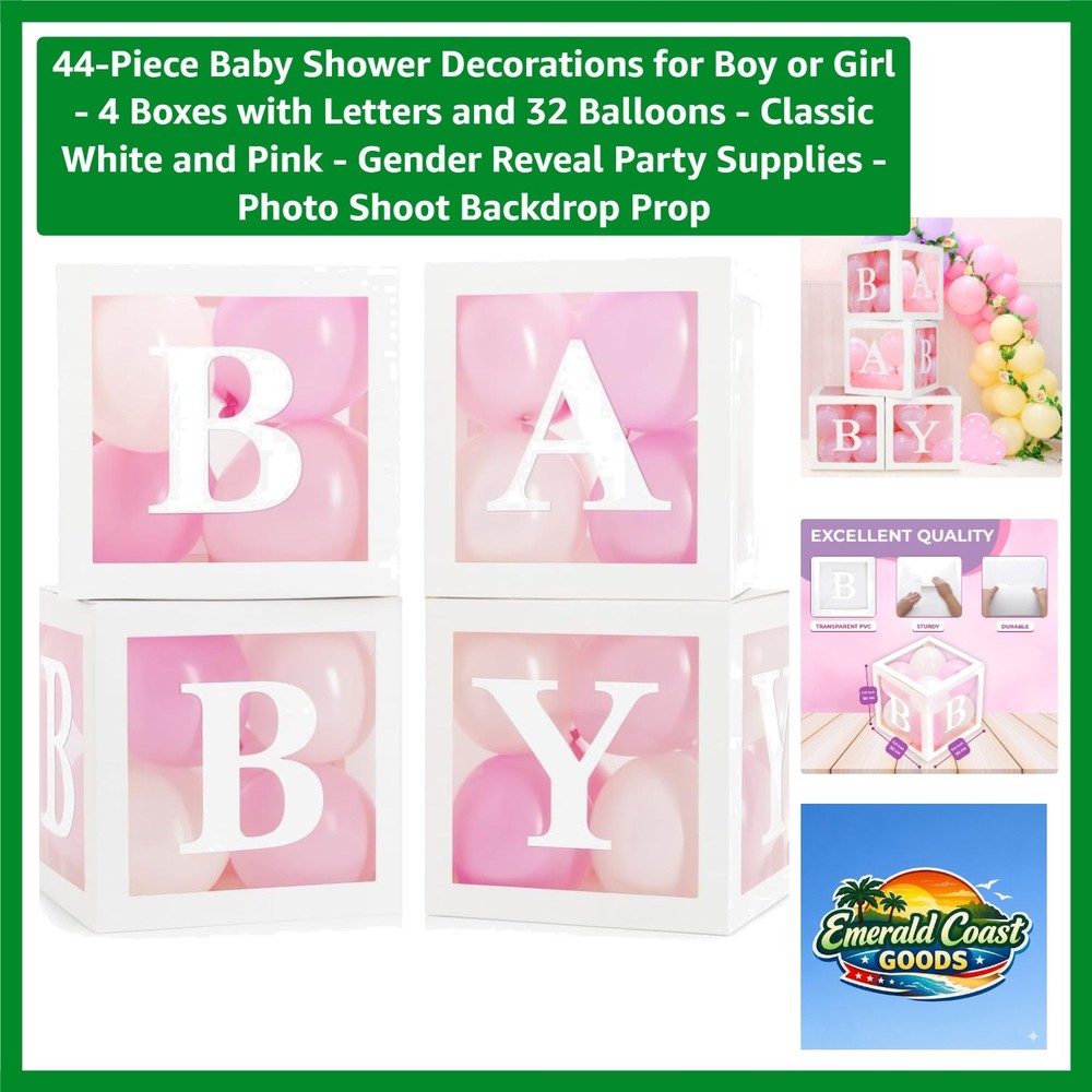 Photo-Ready 44-Piece Baby Shower Decoration Set – Perfect for Every Celebration