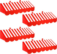 3D Circus Awning Wall Decor – 4 Pcs Red and White for Parties and Events