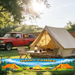 Camping Banner Camping Party Decorations 78.7×17.7 Inches Polyester Day Camp-…