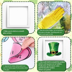 6 Sheets St. Patrick’ s Day Window Clings Window Decal Shamrock Clover Leprecha