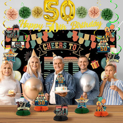 Vintage 50Th Birthday Decorations for Men Womens, Back in 1976 Backdrop Banner,