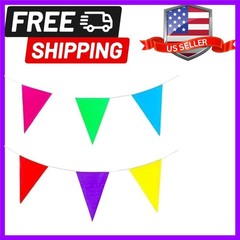 100 Foot Long Multicolored Plastic Pennant Party Rainbow String Curtain Banne…