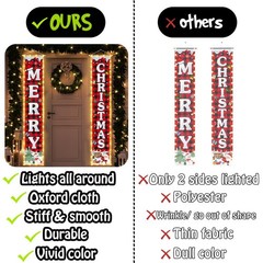 Merry Christmas Decorations Banner W String Lights Xmas Porch Welcome Sign