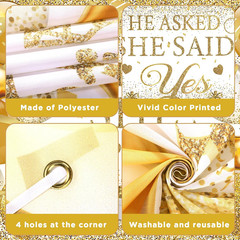 Gold Engagement Party Decorations White Gold Engagement Banner Backdrop He Asked