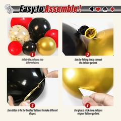 Red Black Gold Balloons Arch kit with 3pcs Star Balloons, Red Black and Gold …