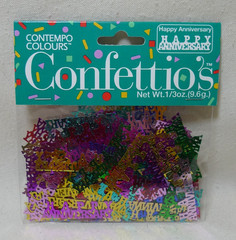 Confetti Multicolor HAPPY ANNIVERSRY Party Table Scatter Decorations Lot of 2