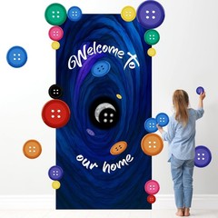 Button Party Decorations Button-Themed Door Cover Set with Removable PVC Stic…