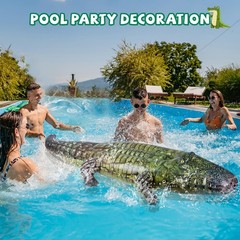 Giant Inflatable Alligator Pool Float,84 inch Animal Themed Pool Toy Ballons …