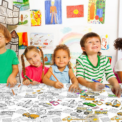 Giant Construction Party Coloring Tablecloth for Kids – Huge Construction Theme