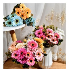 7 Stem Artificial Silk Daisy Flowers Marigold Bouquet for Home Office Decor