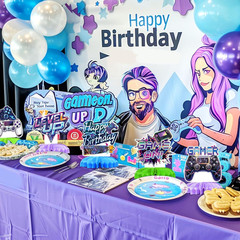 9 Pcs Video Game Birthday Decorations Gamer Honeycomb Centerpieces Game on and L