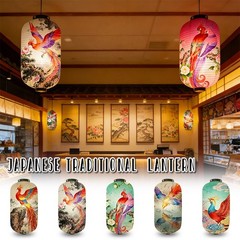 Oriental Chinese Style Cloth Lantern Phoenix Printed Decor Izakaya Restaurant