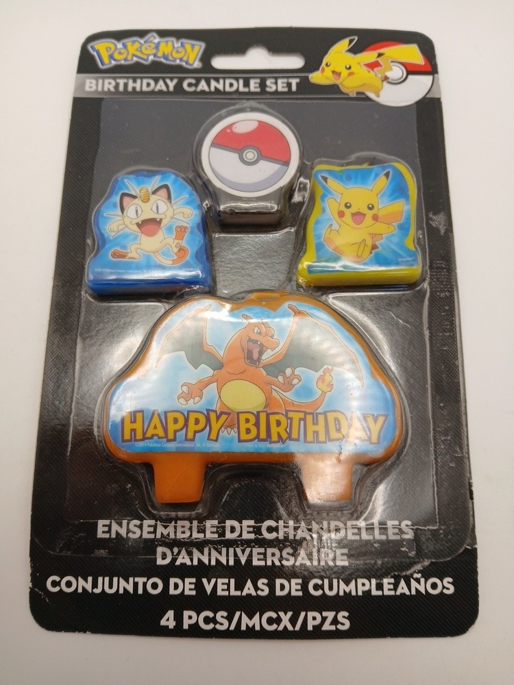 Pokemon Birthday Candle Set, 4ct Pikachu Poké Ball Charizard Party Supply NIB
