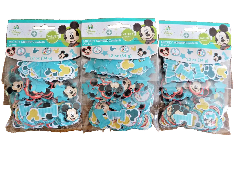 Disney Baby Mickey Mouse 1st Birthday Table Confetti Decoration Lot of 3