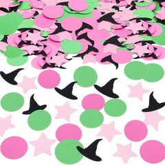 200 Pcs Witch Theme Confetti Set Pink and Green Witch Table Decorations Supplies