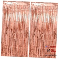 Thicken Tinsel Backdrop 2 Pack 3.3 x 6.6 39.4″W x 78.7″L (Pack of 2) Rose Gold
