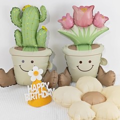 2PCS Cactus Tulip Potted Balloon Mexican Fiesta Themed Balloon