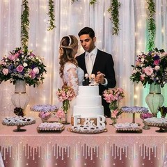 4 Pack Rose Gold Table Cloths, 51 x 86 inches Rose Gold Glitter Rosegold