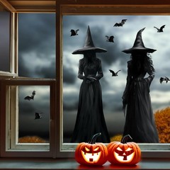 Halloween Decorations Window Clings Decor: 3pcs Large Realist Dark Black