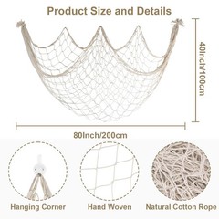 3 Pack Fish Net Decorations – 80×40 Inch Beige Fishing Net Decor for Priate U…