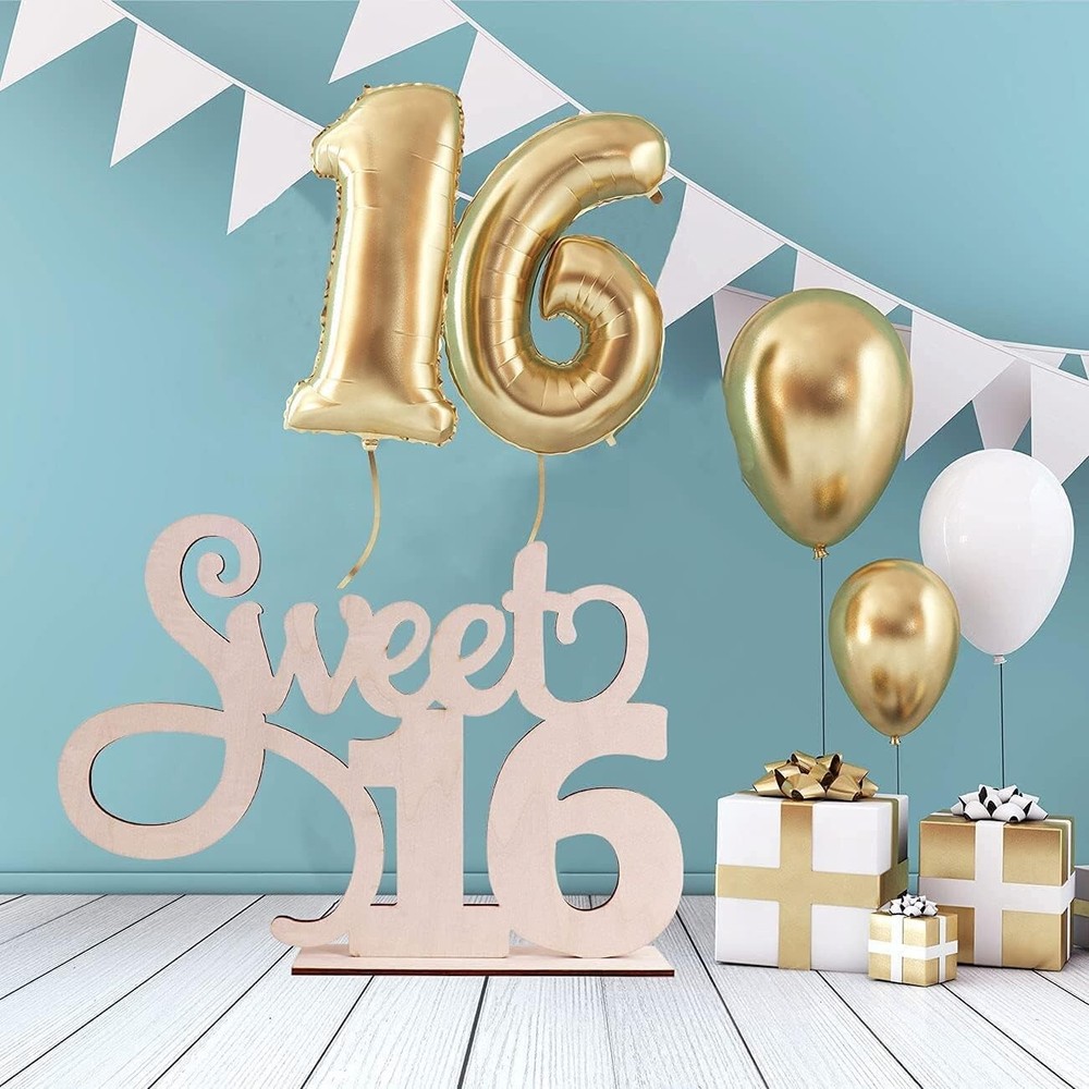 Sweet 16 Birthday Decoration, Sweet 16 Wooden Sign Photo Booth Props,16th Bir…