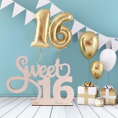 Sweet 16 Birthday Decoration, Sweet 16 Wooden Sign Photo Booth Props,16th Bir…