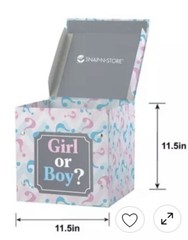 NEW Small Pink & Blue Gender Reveal Balloon Cardboard Box & Sign – Baby Party