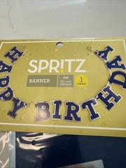 Spritz Happy Birthday Banner Multi Color Navy Blue Banner Large NIP