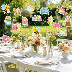 52 Pcs Spring Hanging Swirls Set Spring Party Decorations Large Multi-colored
