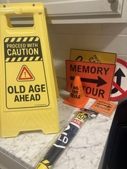 Brother Sister Design Studio Over the Hill Caution Tape Birthday Banner Set 9pie