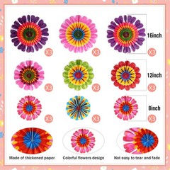 Outus Flower Hanging Decorations Summer Paper Fans Classroom Ceiling Wall Decor