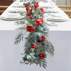 Flower Garland Rose Vine 4Pcs 28FT Artificial Floral Garland with Green Leaves