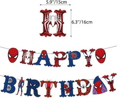 Spider Birthday Decorations Pack Balloons Banner Cake Toppers Swirls Tablecloth