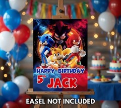 Personalised Printed Sonic Birthday Foam Board Event Welcome Sign A3