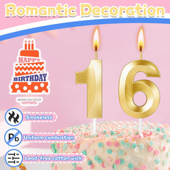 16 Birthday Candles,16th Birthday Decorations for Girls Boys,Sweet 16 Cake Toppe
