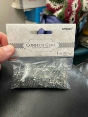 Amscan Silver Confetti Gems 1oz Bag New!