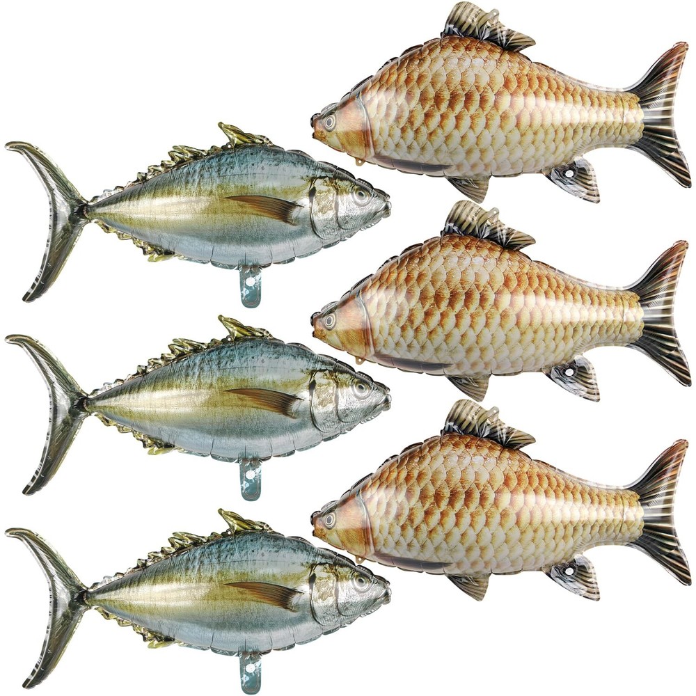 6 Pcs Fish Balloons,Inflatable Realistic Carp Tuna Fish Balloons for Gone