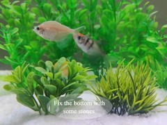 AQUANEAT Artificial Fish Tank Plants, Plastic Aquarium Decorations, Green