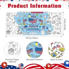 4th of July Coloring 72″ x 32″ (Rectangular) Blue-4th of July