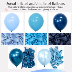 Blue Balloons 60 pcs 12 Inch Light Navy Baby Pearl Blue Metallic Latex Balloo…