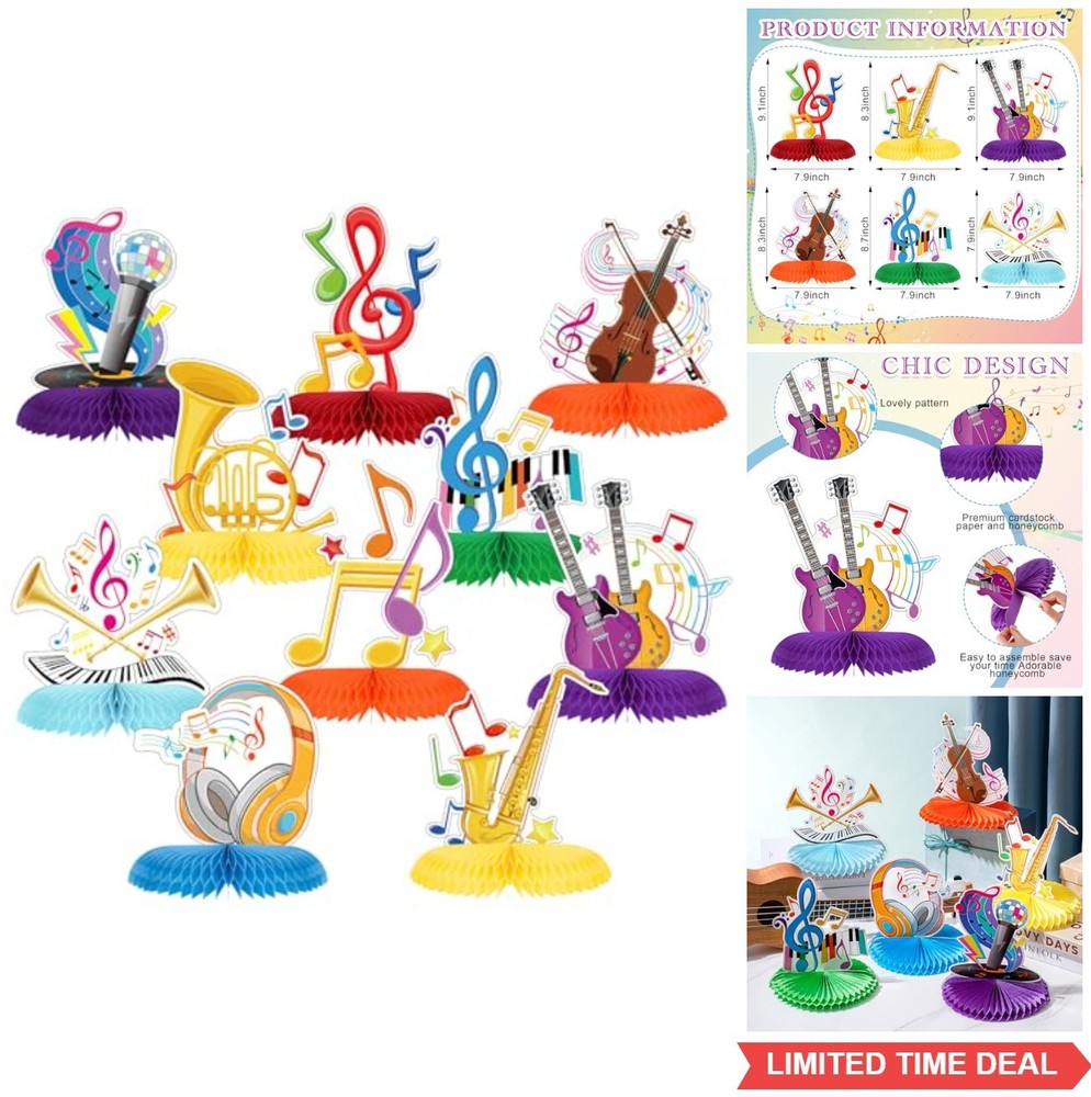 Music Notes Honeycomb Centerpieces 10 Pack Musical Theme Party Decorations