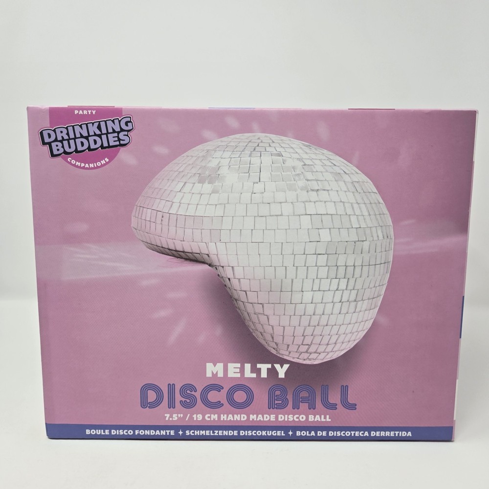 Party Drinking Buddies Melty Disco Ball 7.5″ Handmade Groovy Mirror Decor NEW