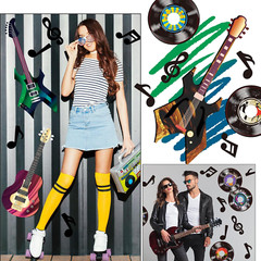 40 Pcs Music Party Decorations Musical Notes Rock and Roll Record Cutouts Silhou