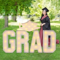 Graduation Party Decorations LED Long Marquee Light Up GRAD Light Letters Kit