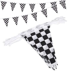 Checkered Themed Banner, 21 Pcs Flags, 30ft String, Race Car Party Decor
