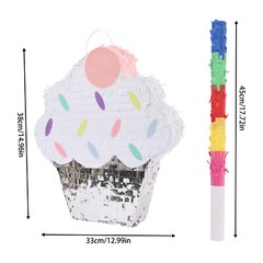 Holiday Decoration Surprise Candy Party Pinata Ice Cream Cake Pinata w/ Stick